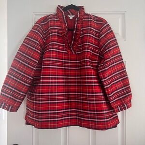 CROWN & IVY Women’s XXL Pullover Blouse Plaid Top